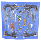 Hermes A Propos de Bottes Blue Silk 90cm Scarf