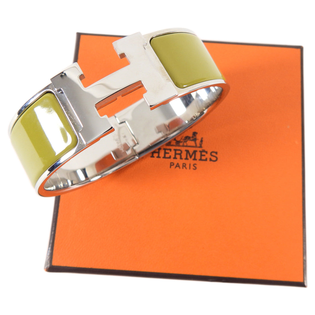 Hermes Clic Clac H Bracelet Vert Chartreuse Palladium