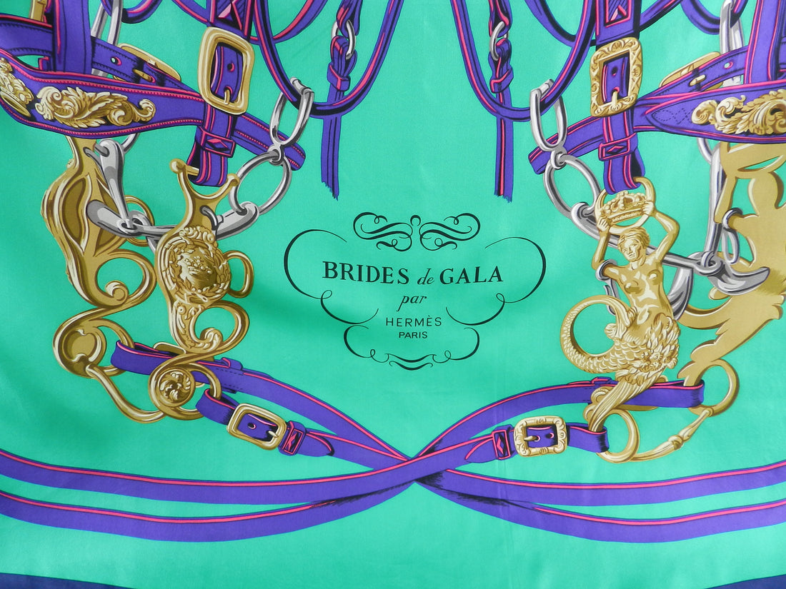 Hermes 140cm Summer Twill Silk Brides de Gala Shawl - Purple, green, fuchsia