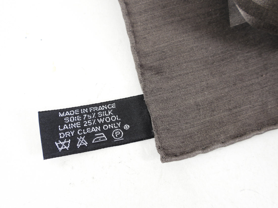 Hermes Taupe H Jacquard Silk / Wool Long Scarf