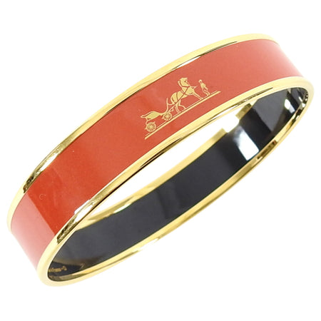 Hermes Caleche Burnt Orange GHW Narrow Bangle Bracelet 65mm