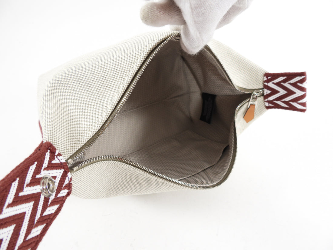 Hermes Canvas and Burgundy Bride A Brac Small Cosmetic Bag
