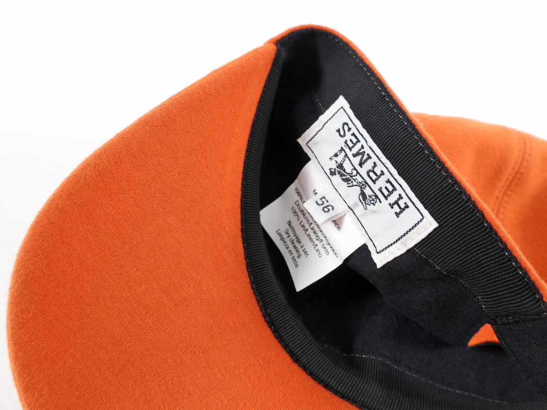 Hermes Orange Cotton Jersey Baseball Cap Hat