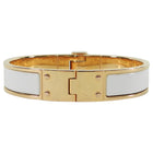 Hermes Charniere Uni Hinge Bracelet - White Enamel / Rose gold PM