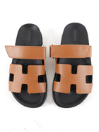 Hermes Tan Leather Chypre Flat Sandals - 37