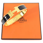 Hermes Black and Gold Clic H Narrow PM Bracelet