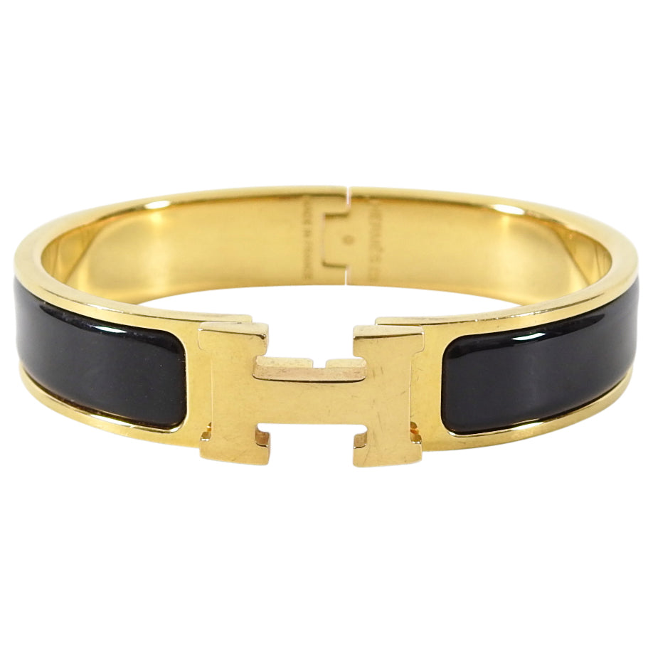 Hermes Clic H Bracelet In Black And Gold – Found Fashion