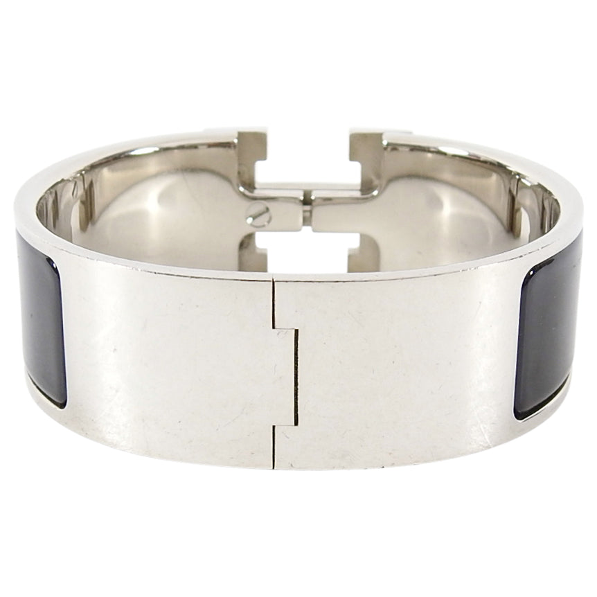 Hermes Clic Clac H Black and Silver Hinged Bracelet - PM