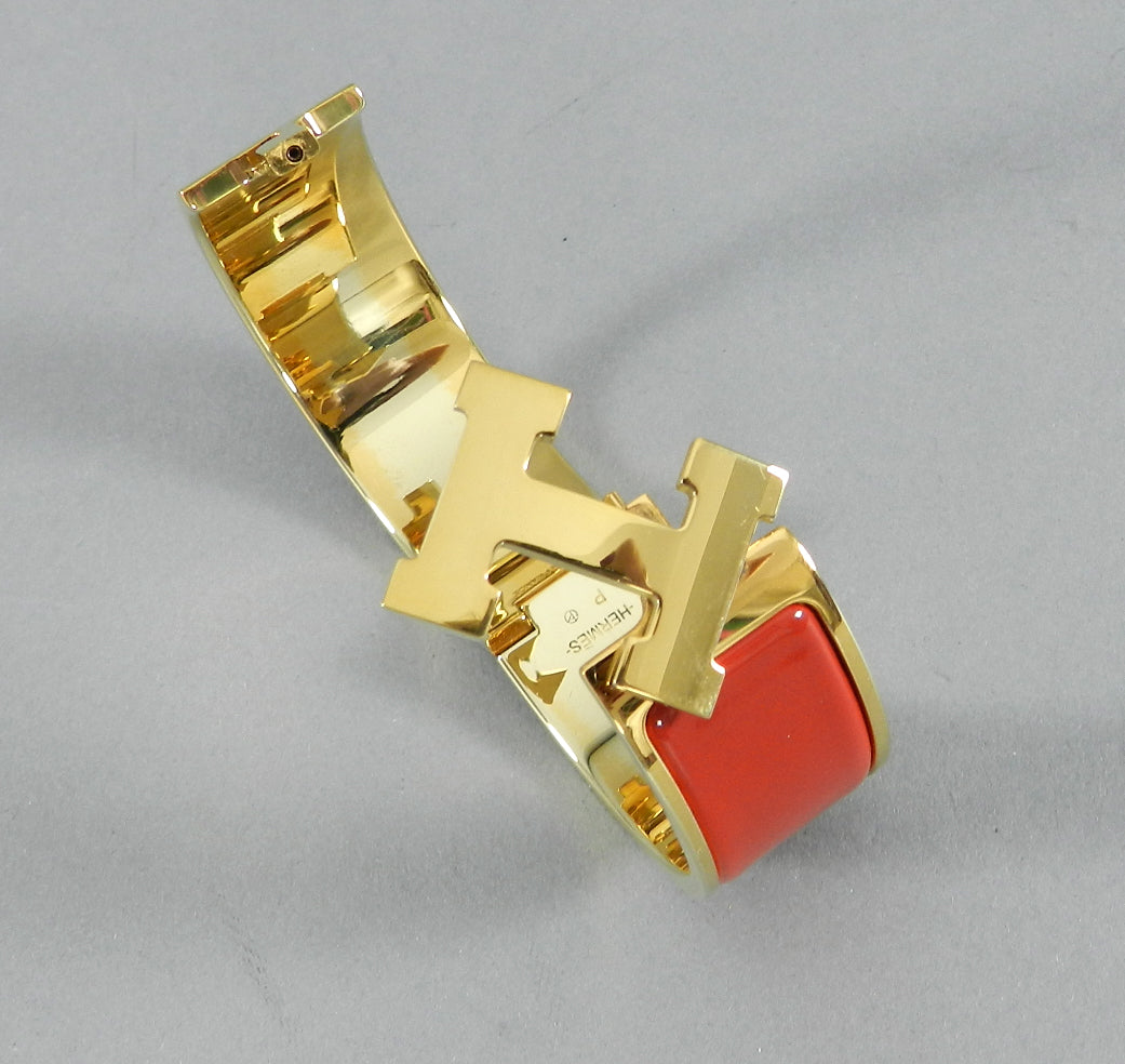 Hermès Red X Gold Vermillion Clic Clac 226575 Bracelet