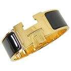Hermes Clic Clac Wide “H” Bracelet Black with Gold PM