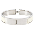 Hermes Narrow Clic H Bracelet in Craie and Silver