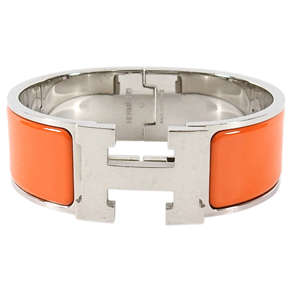 Hermes Clic Clac H Orange and Silver Hinged Bracelet - PM