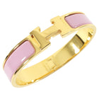 Hermes Pink Clic H Enamel Hinged Bracelet 