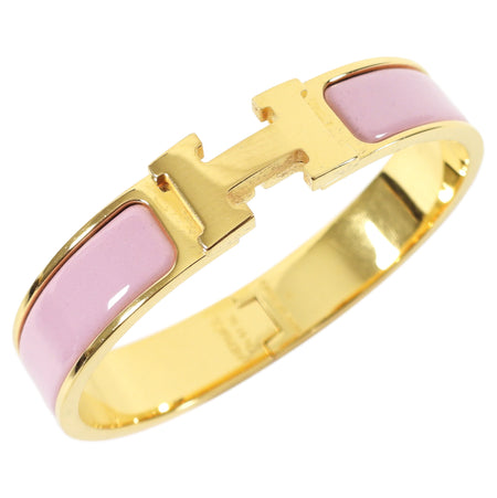 Hermes Pink Clic H Enamel Hinged Bracelet 