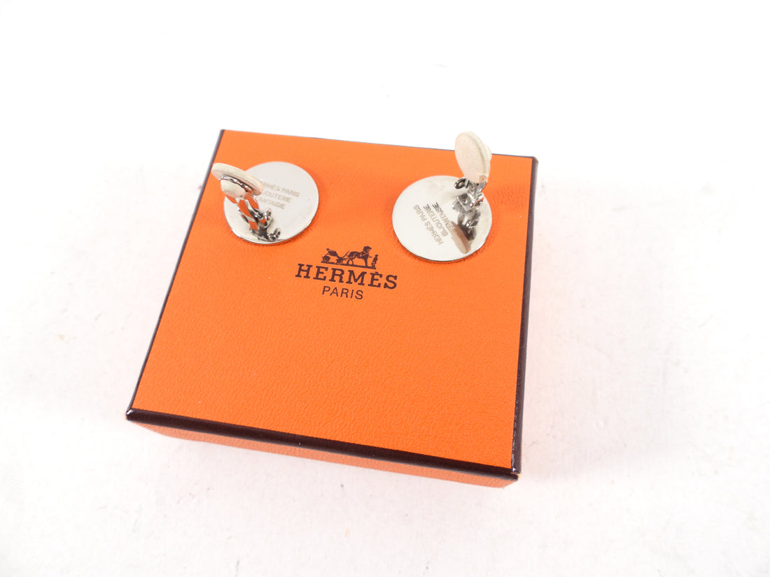 Hermes Vintage Clou de Selle Button Clip Earrings