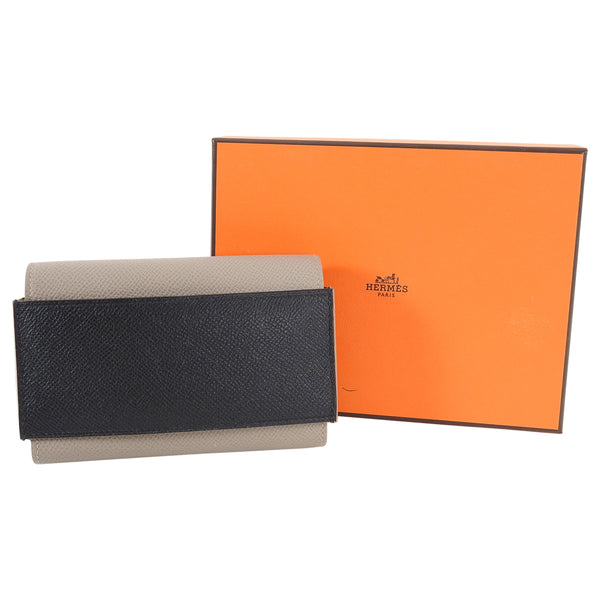 Hermes Passant Compact Wallet in Black and Etain Epsom Leather – I MISS ...