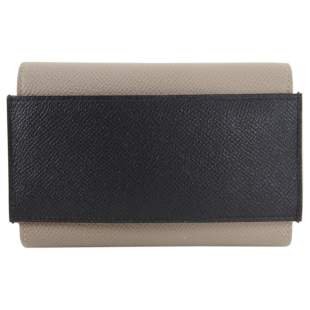 Hermes Passant Compact Wallet in Black and Etain Epsom Leather