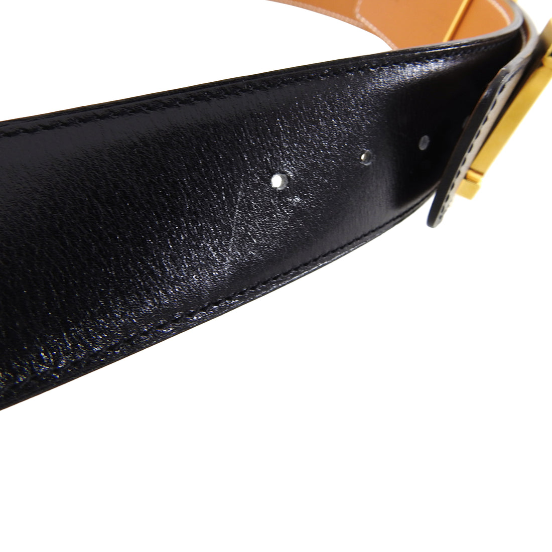 Hermes Black Leather Gold Constance H Belt Kit - 85 / 32