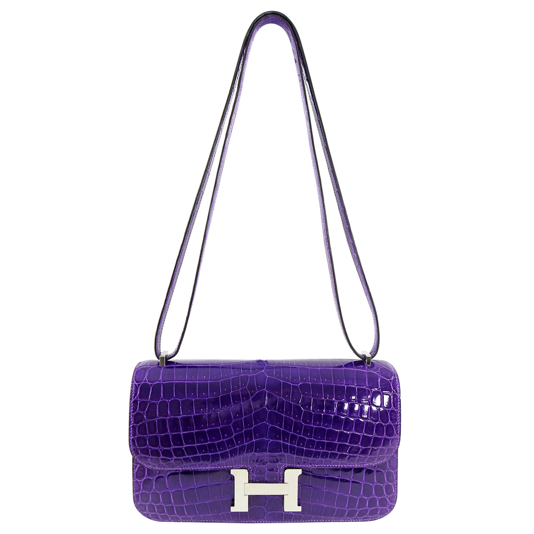 Hermes Ultraviolet Niloticus Crocodile Constance Elan Bag PHW