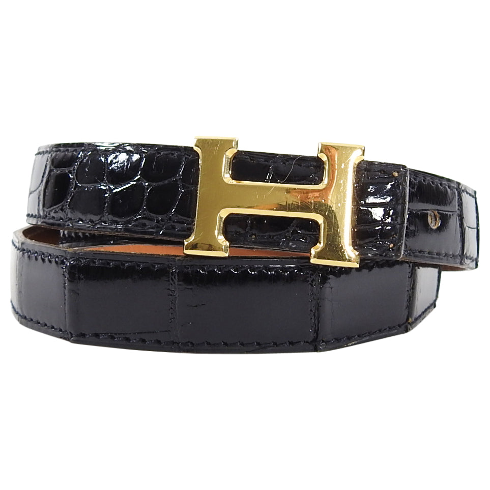 Hermes Vintage 1986 Exotic Alligator Thin Constance H Belt 65