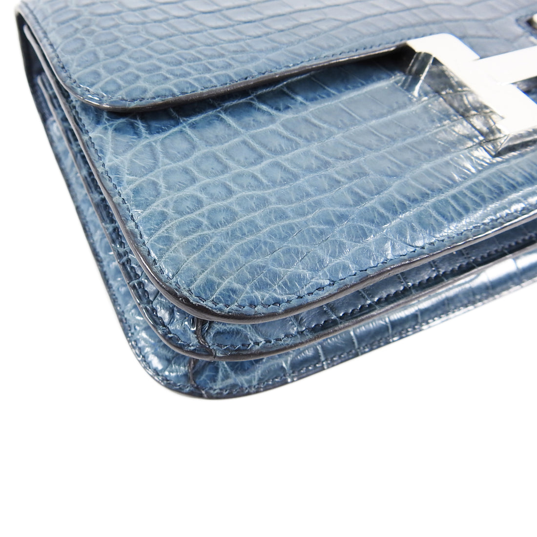 Hermes Constance Elan Matte Nilo Crocodile Blue Jean PHW