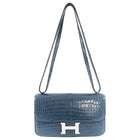 Hermes Constance Elan Matte Nilo Crocodile Blue Jean PHW