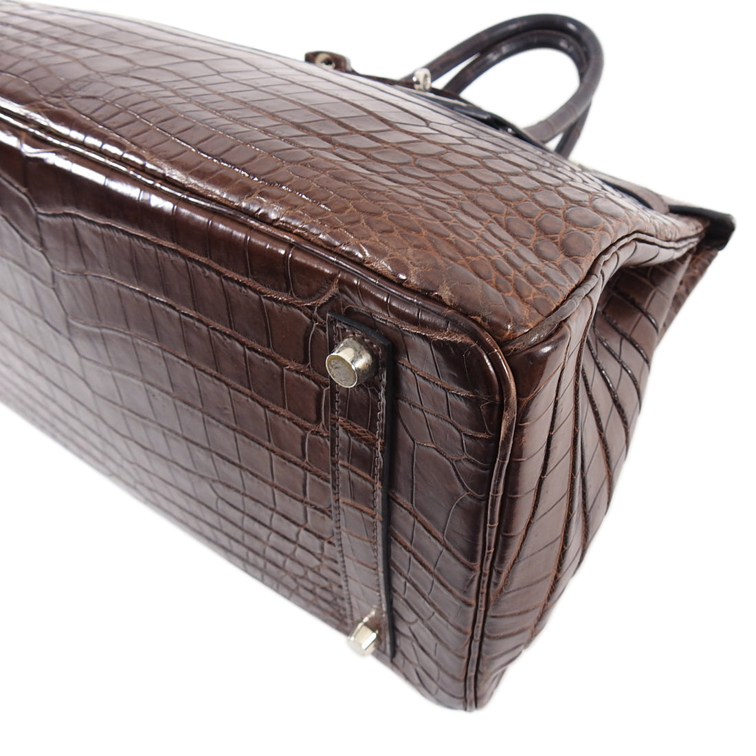 Hermes Birkin Bag 35cm Chocolate Brown Porosus Crocodile Palladium Hardware