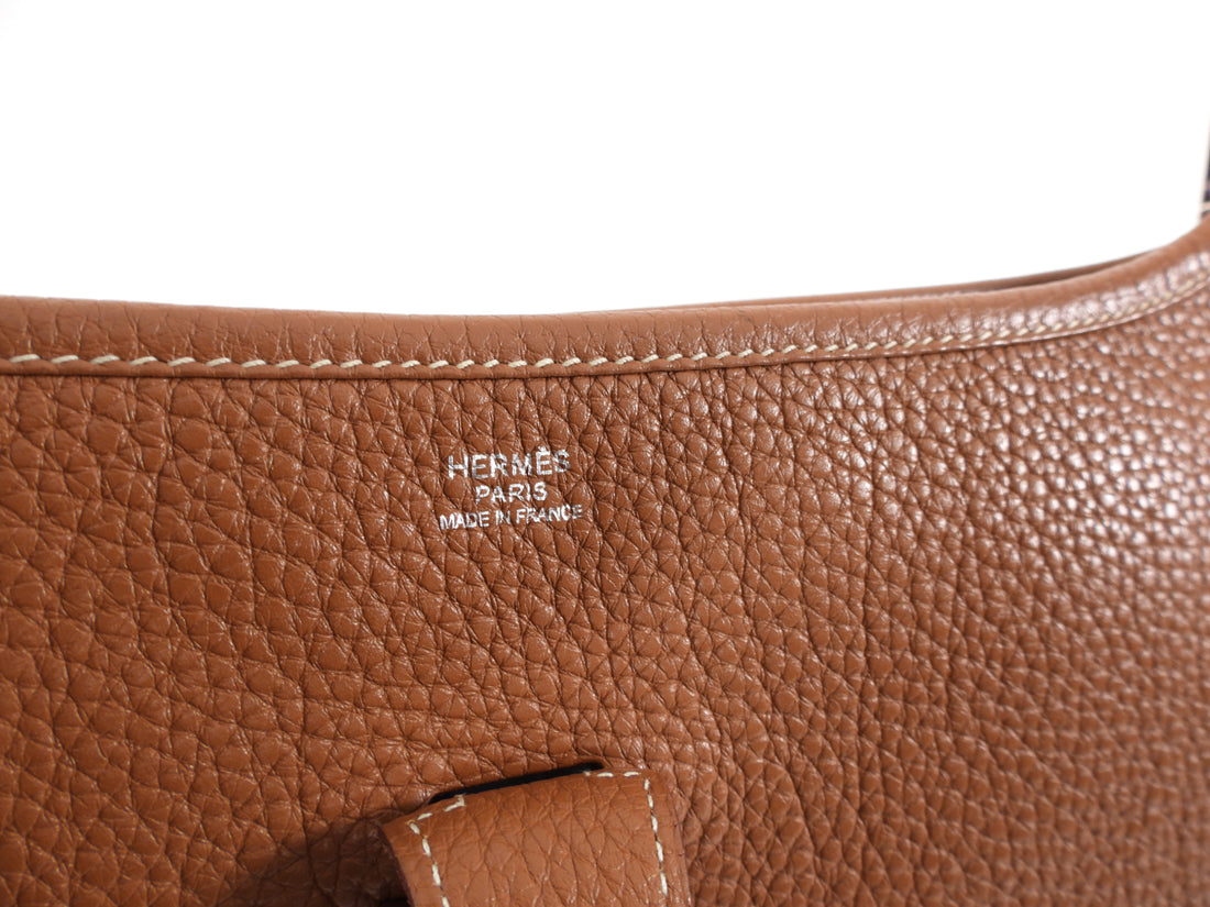 Hermes Etoupe Clemence Leather Evelyne GM III 33 Bag - Yoogi's Closet