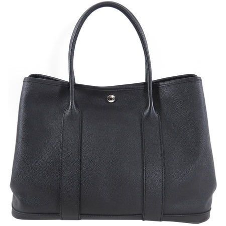 Hermes Garden Party Medium PM 36 Noir Black Leather Tote Bag