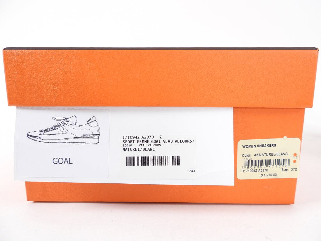 Hermes Goal Suede Light Brown Sneakers - 37 / USA 6.5
