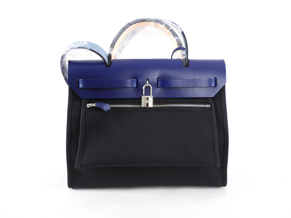 Hermes Blue Izmir Canvas Zip Herbag 31 Pm Handbag - MAISON de LUXE