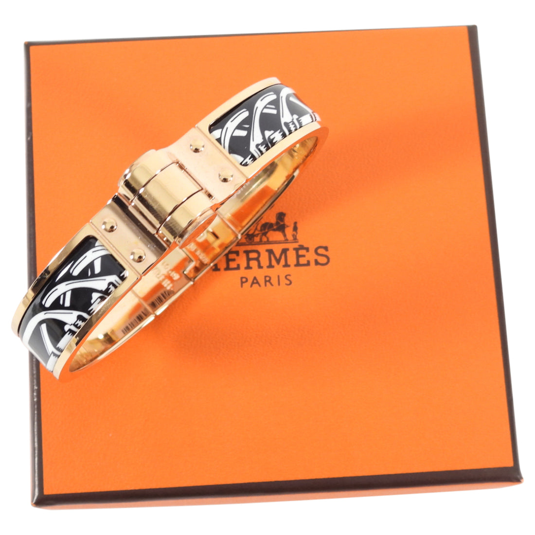 Hermes Balades Equestres Rose Gold Hinge Enamel Bracelet