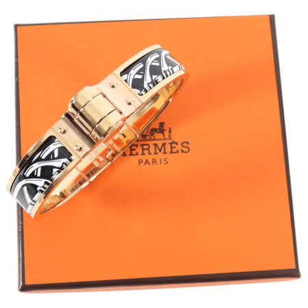 Hermes Balades Equestres Rose Gold Hinge Enamel Bracelet