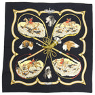 Hermes Le Laisser Courre Black Hunting Dogs 90cm Silk Scarf