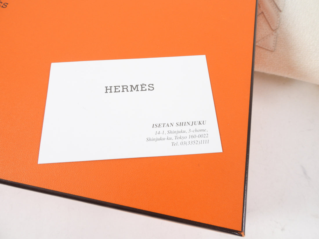 Hermes Ivory Cashmere Stole Scarf with Leather H Detail