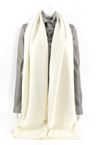 Hermes Ivory Cashmere Stole Scarf with Leather H Detail