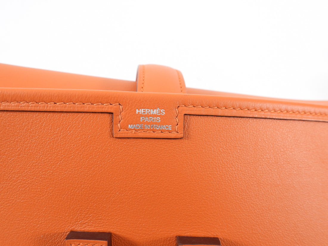 Hermès HERMES JIGE ELAN CLUTCH Orange Leather ref.36108 - Joli Closet