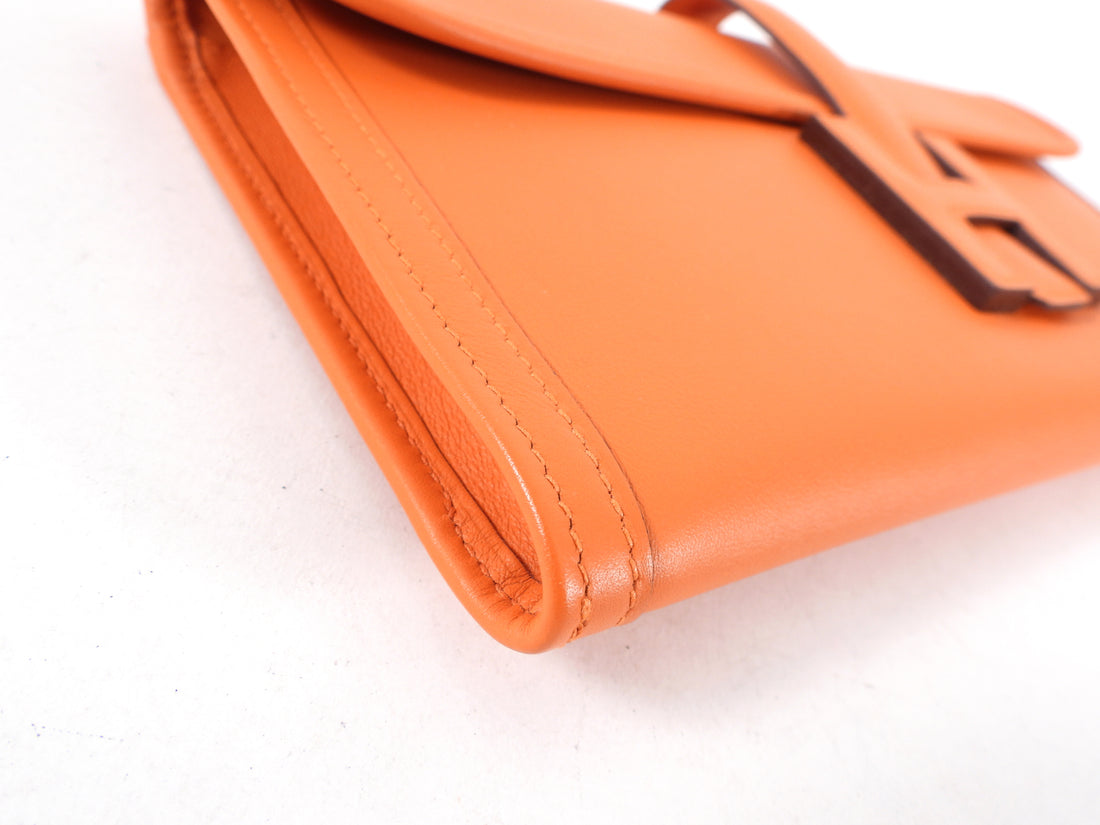 Hermes Jige Elan Clutch Epsom Leather In Orange