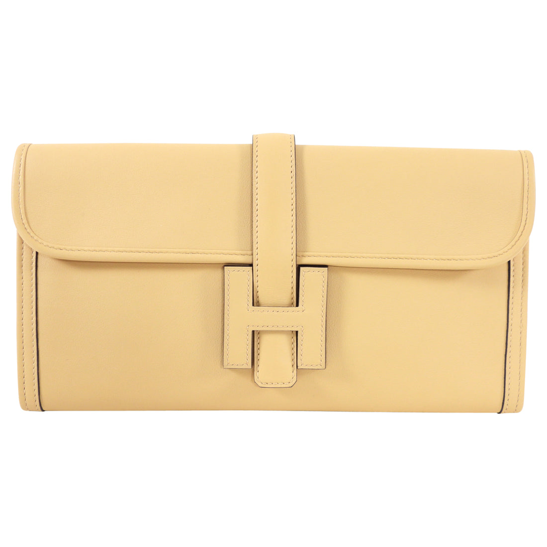 Jige leather clutch bag Hermès Yellow in Leather - 15562277