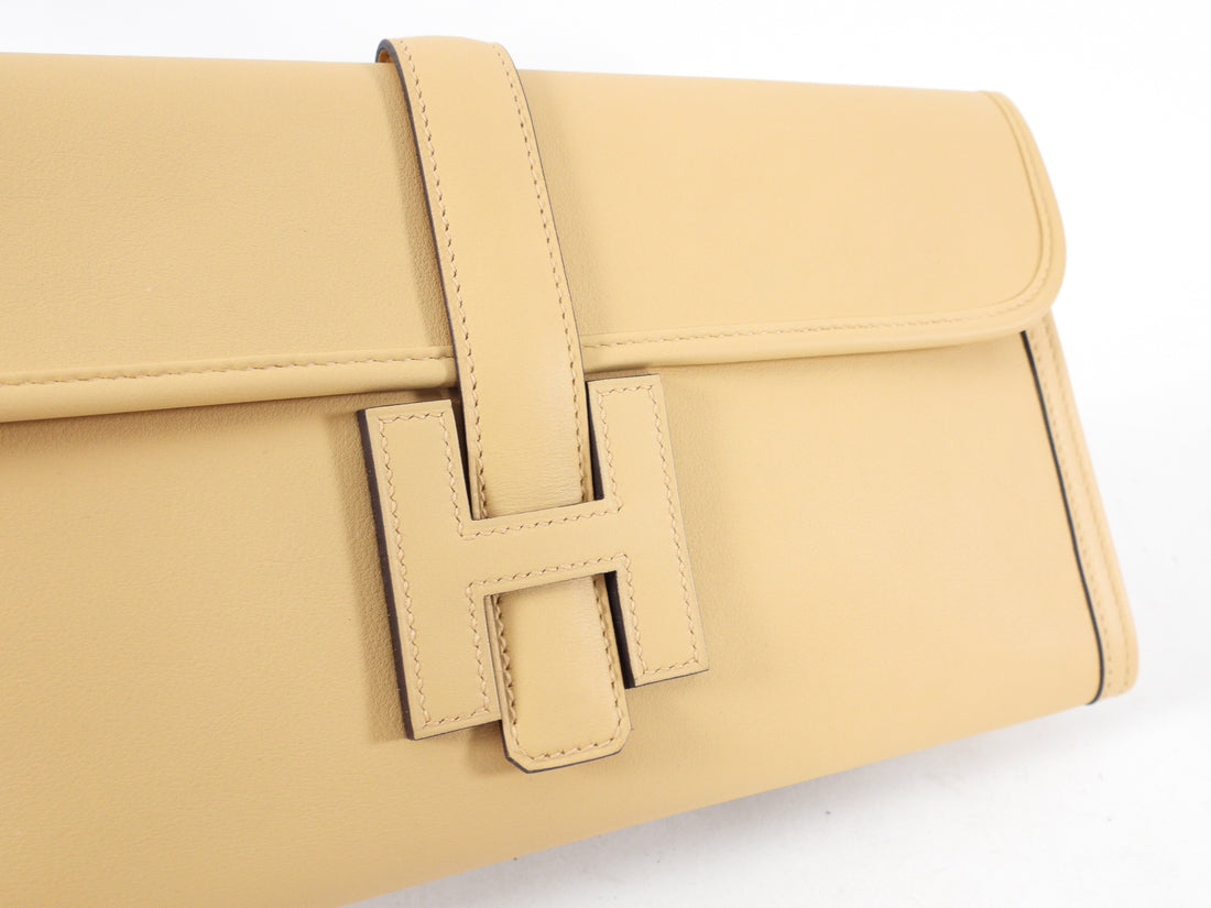 Hermès - Authenticated Jige Clutch Bag - Leather White Plain for Women, Very Good Condition