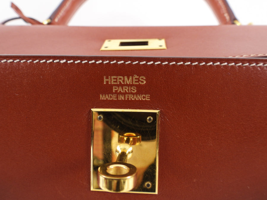 Hermes Vintage 2011 Kelly Sellier 35 GHW Box Calf Noisette