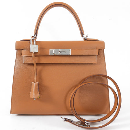 Hermes Kelly II Sellier 28 Epsom PHW Gold / Ambre Bicolor