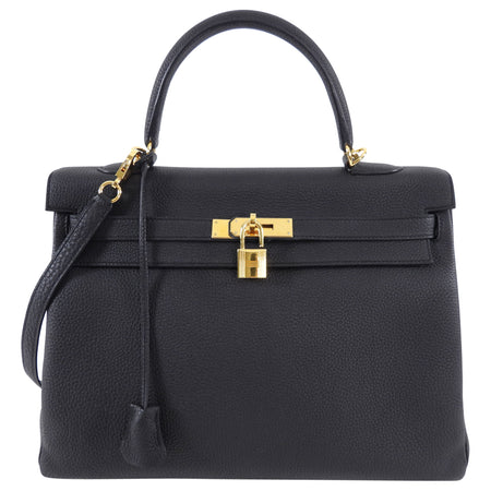 Hermes Kelly II Retourne Bag 35cm Black Togo GHW