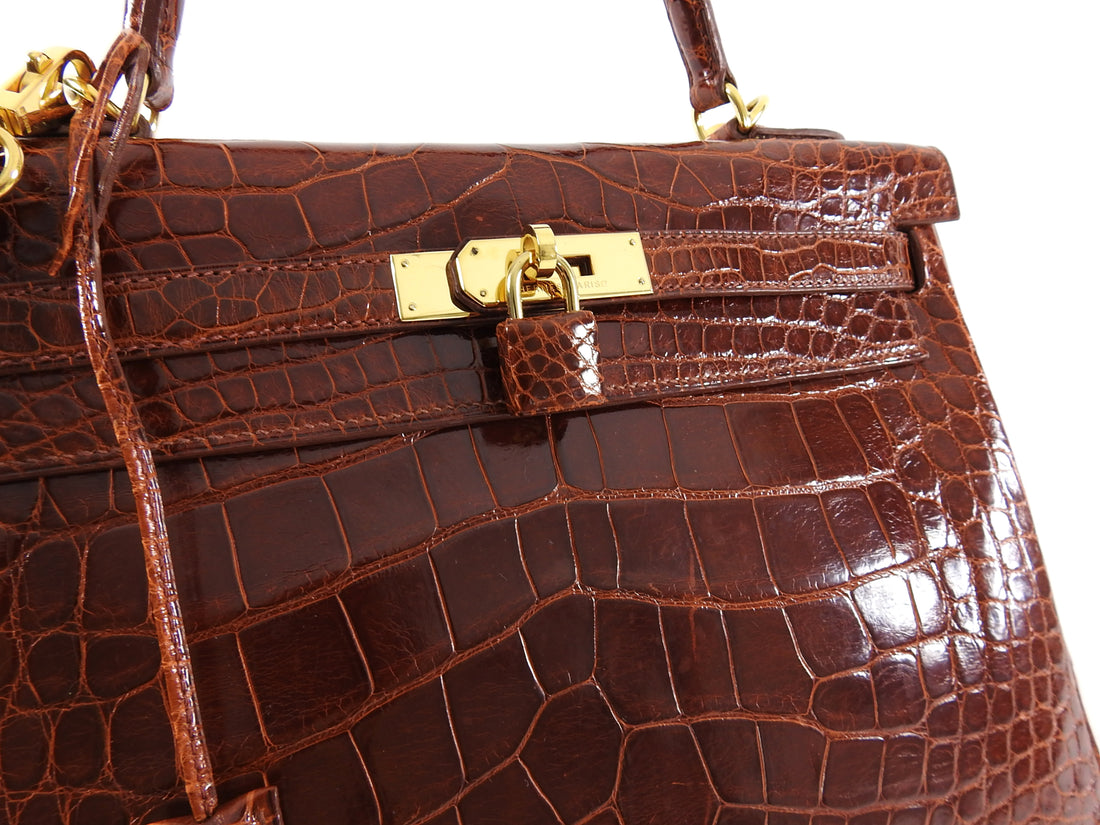 Hermès Kelly 32 Orange Crocodile Niloticus Bag
