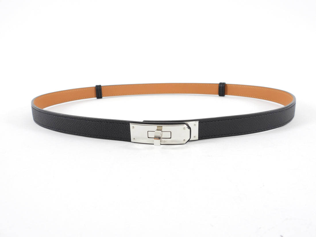 Hermes Black Epsom Kelly Belt With Palladium Hardware