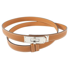 Hermès Kelly Women's Belt Noir 89 Epsom Leather Gold Hardware