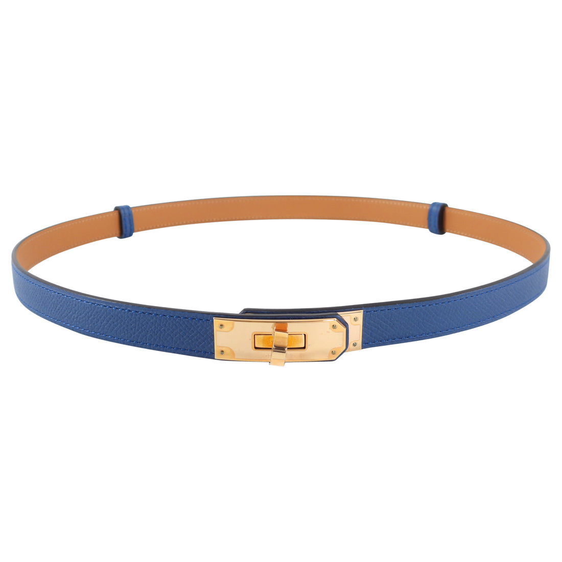 Hermes Kelly 18 Belt in Colvert Blue Epsom Rose Gold - free size