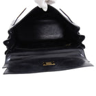 Hermes Vintage 1986 Kelly Retourne 32 Black Box Calf Leather Bag GHW