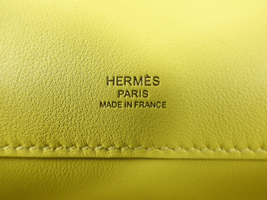 Hermes Lime Pochette Kelly Cut Swift Bag GHW