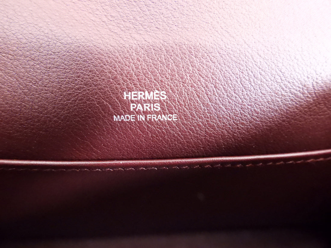 Hermes Kelly Pochette Burgundy Swift Leather SHW